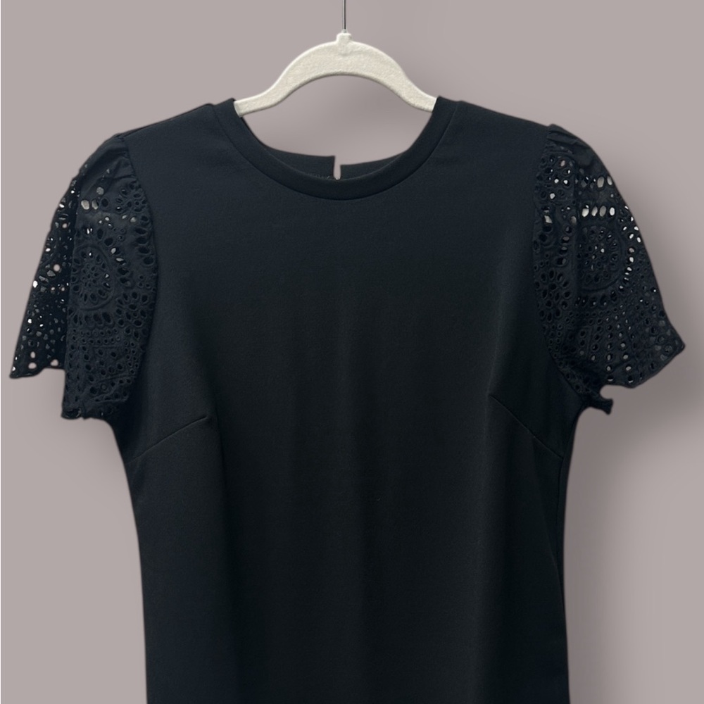 MELLODAY Black Eyelet Sleeve Blouse
